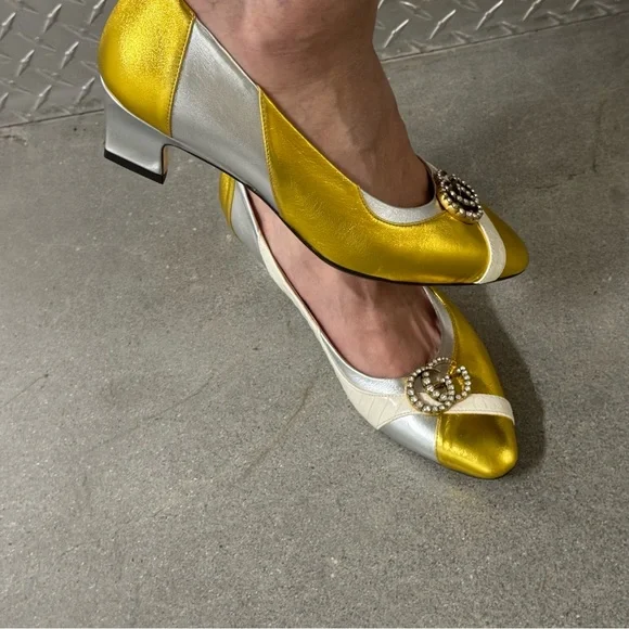 💎$1200 GUCCI CRYSTAL GG WAXEL HEELS - Picture 13 of 14